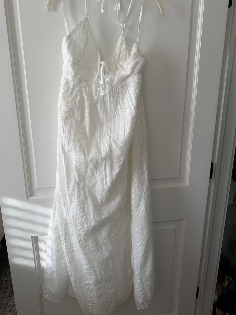 Aerie White Textured Summer Maxi Dress